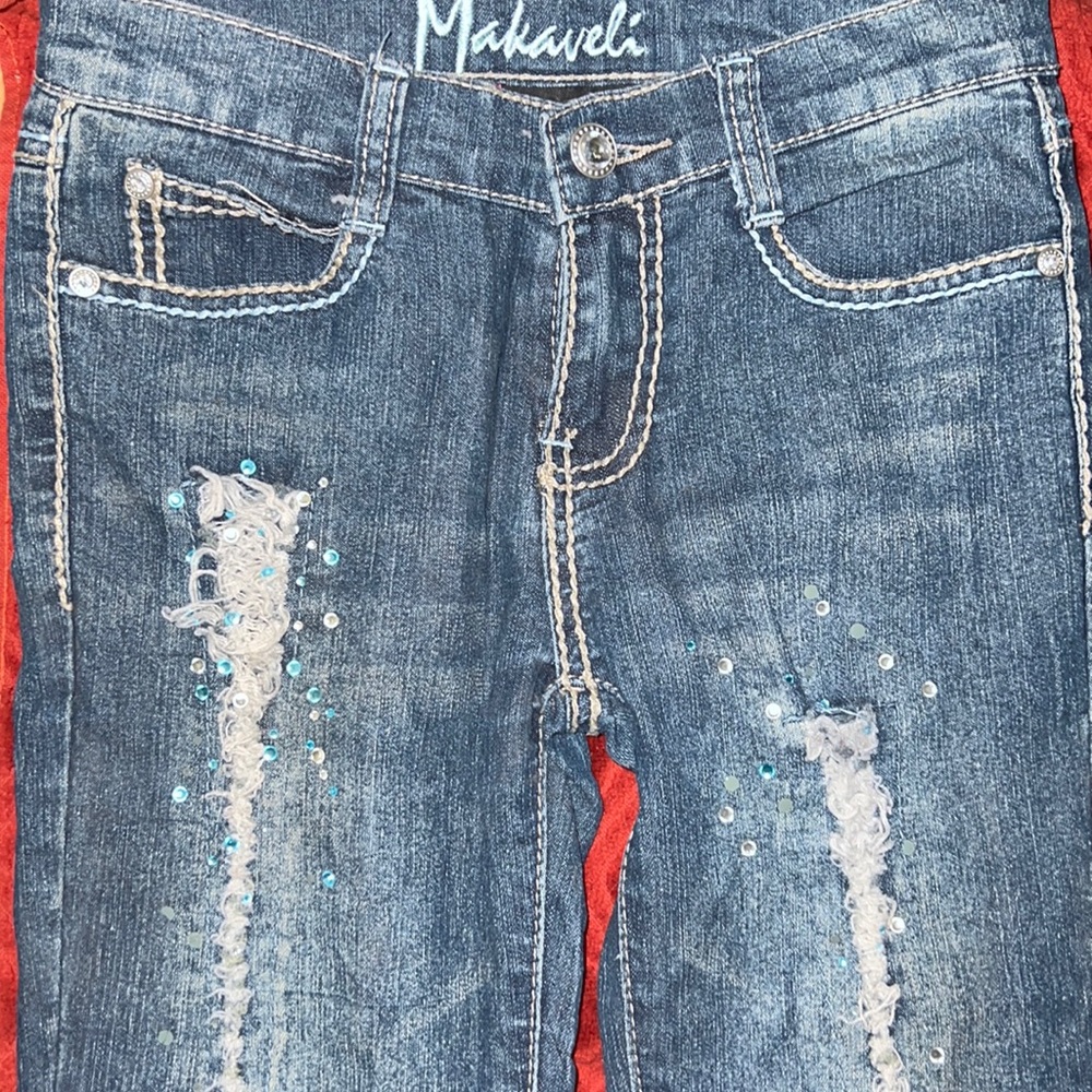 Makaveli Girls Size 8 . Straight Leg  Denim Blue Jeans